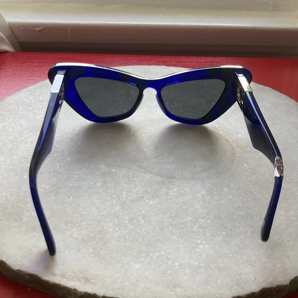 2025 Burberry Rose Blue Cateye Glasses x Silver Hardware NWT